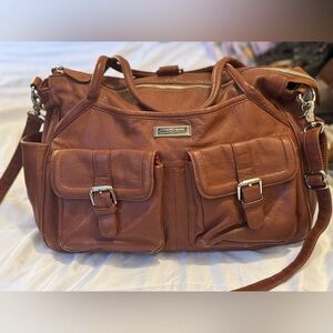 Lily Jade Elizabeth Genuine Leather Diaper Bag in Camel
